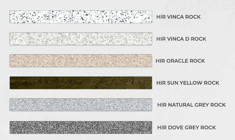 HIR ROCK SERIES — available shades chart